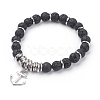 Natural Lava Rock Charm Bracelets BJEW-JB03403-01-1