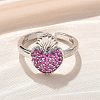 Sacred Heart Brass Micro Pave Cubic Zirconia Cuff Rings for Women RJEW-B117-01P-03-3
