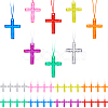 40Pcs 8 Colors Cross Polystyrene Pendant Necklaces DIY-DC0004-02-1