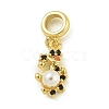 Rack Plating Brass & Cubic Zirconia & ABS Plastic Pearl European Pendants KK-Z067-61A-G-1