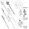 SUPERFINDINGS 6Pcs 6 Style Alloy Rhinestone Hair Sticks OHAR-FH0001-12-4