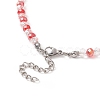 Glass Heart Pendant Necklace with Beaded Chains for Women NJEW-TA00060-7