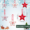 6Pcs 3 Colors Star with Snowflake Felt Fabric Pendant Decoration HJEW-CP0001-09-2
