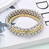 Brass Micro Pave Cubic Zirconia Round Beaded Multi-Strand Bracelets for Women BJEW-B148-02B-PG-1