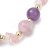 Cherry Quartz Glass & Natural Quartz & Natural Amethyst Stretch Bracelets for Women BJEW-JB13190-4