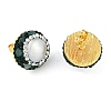 Rack Plating Flat Round Brass With Rhinestone & Natural Pearl Handmade Indonesia Stud Earrings EJEW-U010-02A-G-1