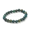 Natural Moss Agate Beaded Stretch Bracelets BJEW-A117-C-44-2