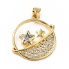 Rack Plating Brass Micro Pave Cubic Zirconia Pendants KK-E281-10G-1