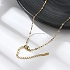 Ion Plating(IP) 304 Stainless Steel Dapped Chain Necklace for Men Women NJEW-E076-02G-1