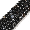 Natural Black Agate Beads Strands G-A246-8mm-04-1