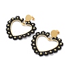 PVD Vacuum Plating 304 Stainless Steel Heart Dangle Stud Earrings STAS-D058-01G-01-1