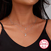 Anti-Tarnish 925 Sterling Silver Moon and Star Pendant Necklaces AZ0813-1-4