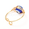 Copper Wire Wrapped Handmade Lampwork Adjustable Rings for Women or Men RJEW-JR00389-7