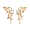 Brass Pave Clear Cubic Zirconia Butterfly Stud Earring Findings KK-N232-450G-1