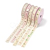 5 Rolls 5 Patterns Single Face Printed Cotton Satin Ribbons OCOR-YW0001-04-2