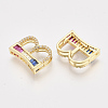 Brass Cubic Zirconia Slide Charms ZIRC-S063-01B-G-2