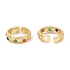 Brass Micro Pave Cubic Zirconia Cuff Rings X-RJEW-M138-09G-2