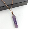 Natural Amethyst Rectangle Pendant Necklaces FS-WGC5719-01-1