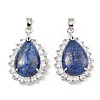 Dyed Natural Lapis Lazuli & Rhinestone Pendants G-K338-31P-08-1