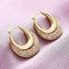 Brass Clear Cubic Zirconia Hoop Earrings EJEW-R025-36G-1
