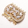 Brass Cubic Zirconia Box Clasps ZIRC-O020-08G-NR-2