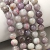 Dyed Round Natural Pink Tourmaline Beads Strands G-K089-8mm-05-1