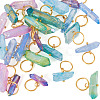 30Pcs 6 Styles Electroplated Natural Quartz Crystal Pendants PALLOY-TAC0225-3