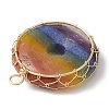 Chakra Gemstone Donut Copper Wire Wrapped Pendants PALLOY-TA00054-3