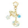Flower Alloy Enamel & Glass Pendant Decorations HJEW-YW00200-02-1