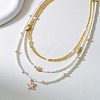 Summer Beach Alloy Starfish Pendant Glass Seed Beaded 3 Layer Necklaces for Women FS-WGF3BD7-01-2