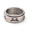Black Enamel Cat Rotating Fidget Band Ring RJEW-I089-04P-2