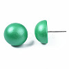 Painted Half Round Schima Wood Earrings for Girl Women EJEW-T017-02C-3