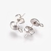 Non-Tarnish 201 Stainless Steel Stud Earring Findings STAS-F166-02P-2
