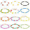 12Pcs 12 Style Glass Seed Braided Flower Stretch Bracelets Set BJEW-AN0001-14-1