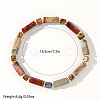 Vintage Bohemian Synthetic Aqua Terra Jasper & Non-magnetic Hematite & Natural Picture Jasper Cuboid Beaded Stretch Bracelets for Men YF8197-4