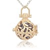 Golden Tone Brass Hollow Round Cage Pendants KK-J227-06G-1