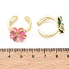Brass Micro Pave Cubic Zirconia Enamel Cuff Open Rings RJEW-Z145-02G-5