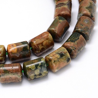 Natural Rhyolite Jasper Triangular Prism Bead Strands G-O092-15-1