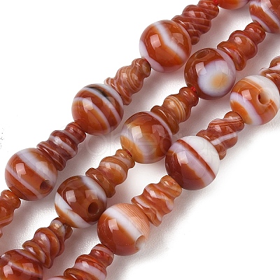 Natural Banded Agate 3-Hole Guru Bead Strands G-K149-57-1