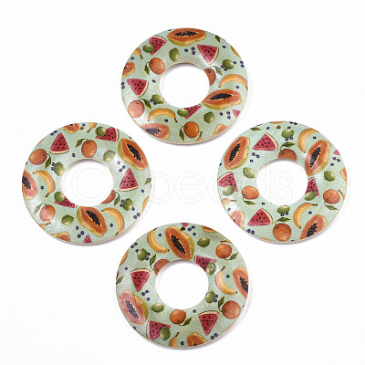 Fruit Seris Printed Wood Pendants X-WOOD-S045-105E-1