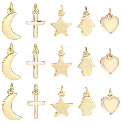 20Pcs 5 Styles Brass Pendants KK-BBC0025-51-1