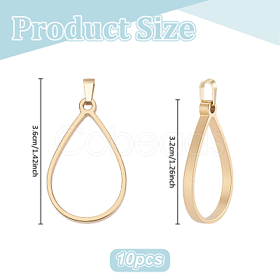 10Pcs 304 Stainless Steel Open Back Bezel Pendants HJEW-UN00105-1