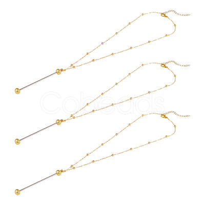 4Pcs Brass Round Ball Cable Chain Necklace Making NJEW-TAC0019-1