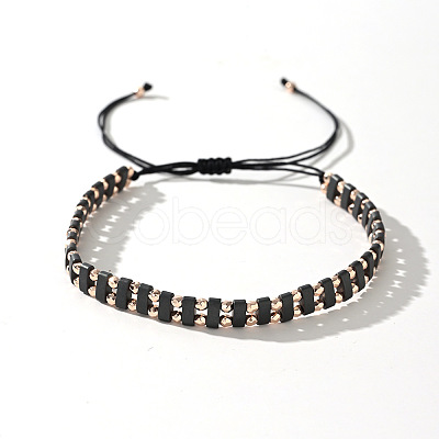 Synthetic Non-magnetic Hematite Beads Braided Bead Bracelets for Men Women OW8240-1
