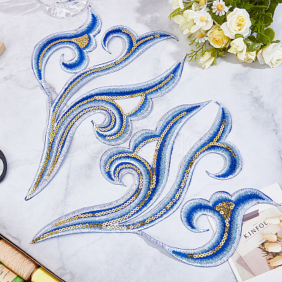2Pcs Cloud Clothing Computerized Embroidery Cloth Iron on/Sew on Patches DIY-GF0012-97D-1