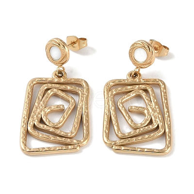 Rectangle 304 Stainless Steel Shell Stud Earrings EJEW-L283-037G-1