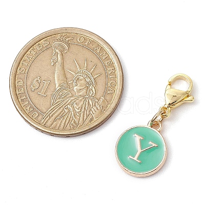 26Pcs Flat Round with Letter A~Z Alloy Enamel Pendant Decorations HJEW-JM02562-1
