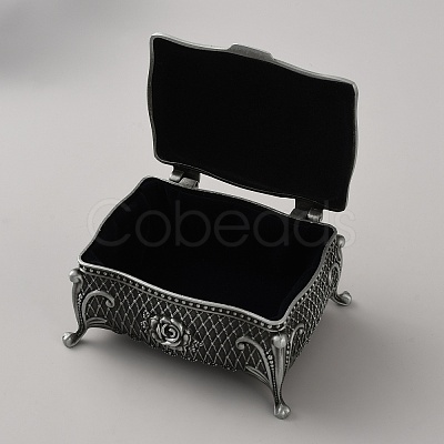 Retro Embossed Flower Alloy Jewelry Storage Decorative Boxes CON-WH20008-27A-1