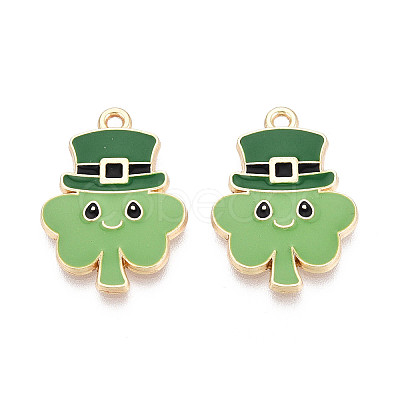 Saint Patrick's Day Alloy Enamel Pendants ENAM-T024-51A-G-1