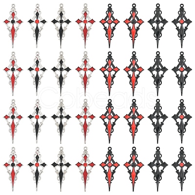 16Pcs 8 Colors Alloy Rhinestone Cross Pendants ENAM-YW0008-03-1